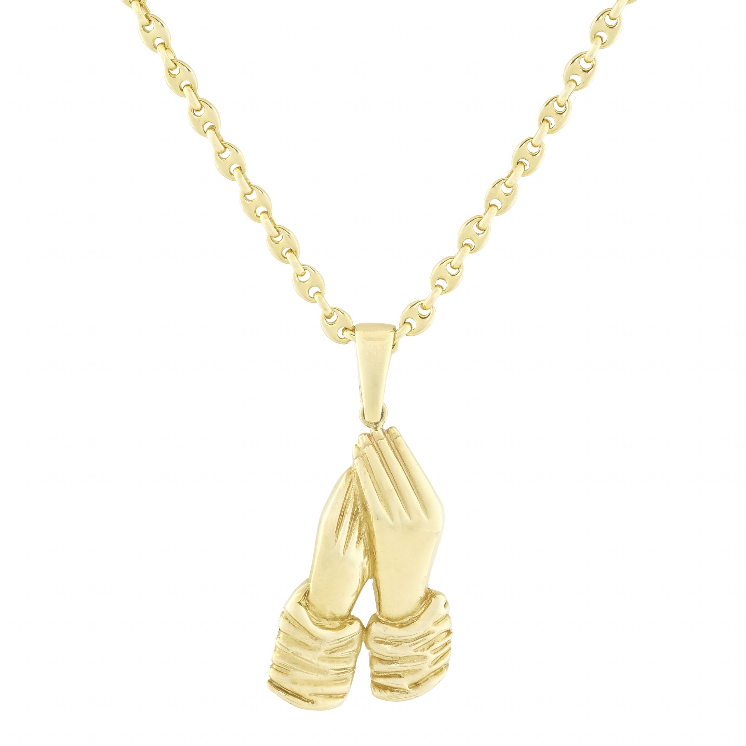 9ct Yellow Gold Button Chain & Hands Pendant