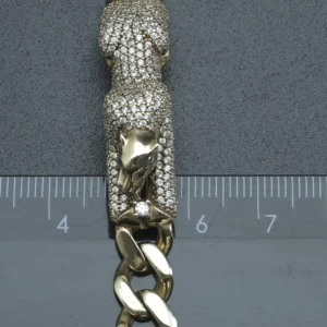 9ct Yellow Gold Gemstone Panther Cuban Bracelet 7.5″ 9mm