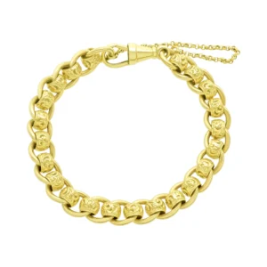 9ct Yellow Gold Patterned Rollerball Bracelet 7.5″ 9mm