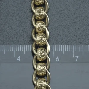 9ct Yellow Gold Patterned Rollerball Bracelet 7.5″ 9mm
