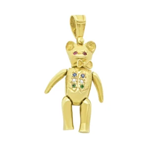 9ct Yellow Gold Gemstone Teddy Bear Pendant