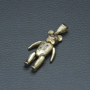 9ct Yellow Gold Gemstone Teddy Bear Pendant