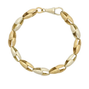 9ct Yellow And White Gold Tulip Bracelet 8.5″ 8.5mm