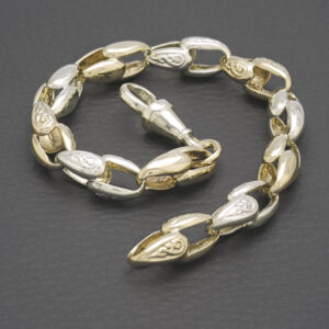 9ct Yellow And White Gold Tulip Bracelet 8.5″ 8.5mm
