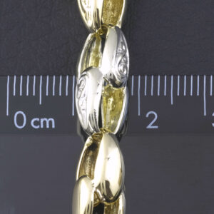 9ct Yellow And White Gold Tulip Bracelet 8.5″ 8.5mm
