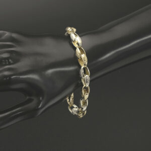 9ct Yellow And White Gold Tulip Bracelet 8.5″ 8.5mm