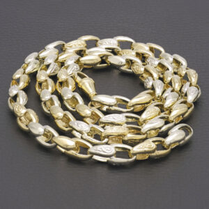 9ct Yellow And White Gold Tulip Chain 28″ 8.5mm