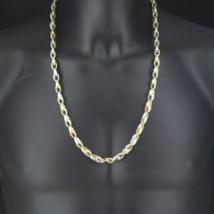 9ct Yellow And White Gold Tulip Chain 28″ 8.5mm