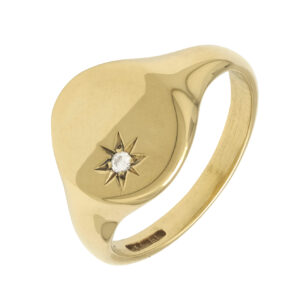 9ct Yellow Gold Gemstone Signet Ring