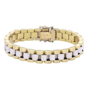 9ct Yellow & White Gold Watch Strap Bracelet 5.5” 8.5mm