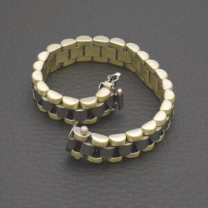 9ct Yellow &#038; White Gold Watch Strap Bracelet 5.5&#8221; 8.5mm