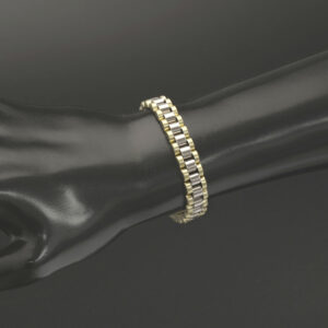 9ct Yellow &#038; White Gold Watch Strap Bracelet 5.5&#8221; 8.5mm