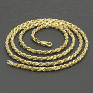 9ct Yellow Gold Diamond Cut Rope Chain 28&#8243; 3mm