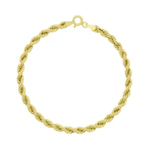 9ct Yellow Gold Rope Bracelet 7″ 4mm