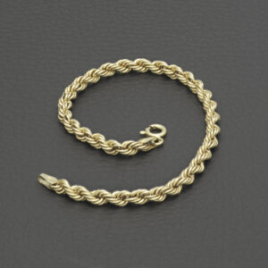 9ct Yellow Gold Rope Bracelet 7″ 4mm