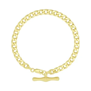 9ct Yellow Gold Curb T-Bar Bracelet 7.5&#8243; 5.5mm