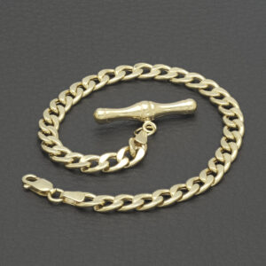 9ct Yellow Gold Curb T-Bar Bracelet 7.5&#8243; 5.5mm