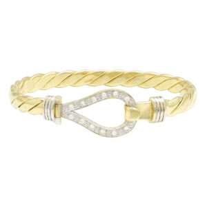 9ct Yellow Gold Gemstone Loop Bangle