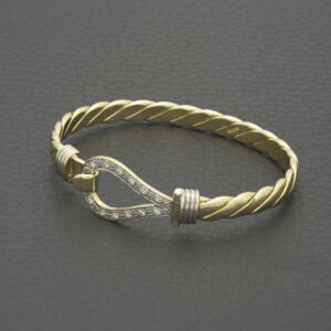 9ct Yellow Gold Gemstone Loop Bangle