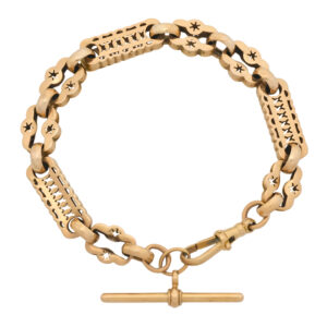 9ct Rose Gold Stars &#038; Bars Bracelet 9&#8243; 10.5mm