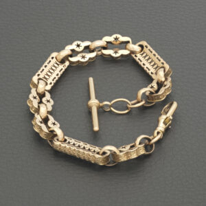 9ct Rose Gold Stars &#038; Bars Bracelet 9&#8243; 10.5mm