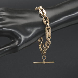 9ct Rose Gold Stars &#038; Bars Bracelet 9&#8243; 10.5mm