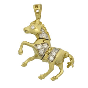 9ct Yellow Gold Gemstone Horse Pendant