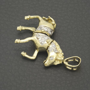 9ct Yellow Gold Gemstone Horse Pendant