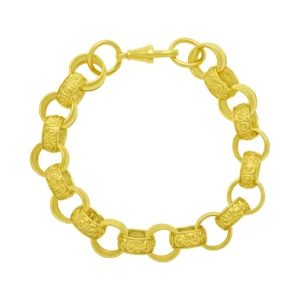9ct Yellow Gold Patterned Belcher Bracelet 9.5″ 14mm