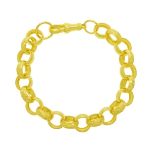 9ct Yellow Gold Patterned Belcher Bracelet 8.5″ 12mm