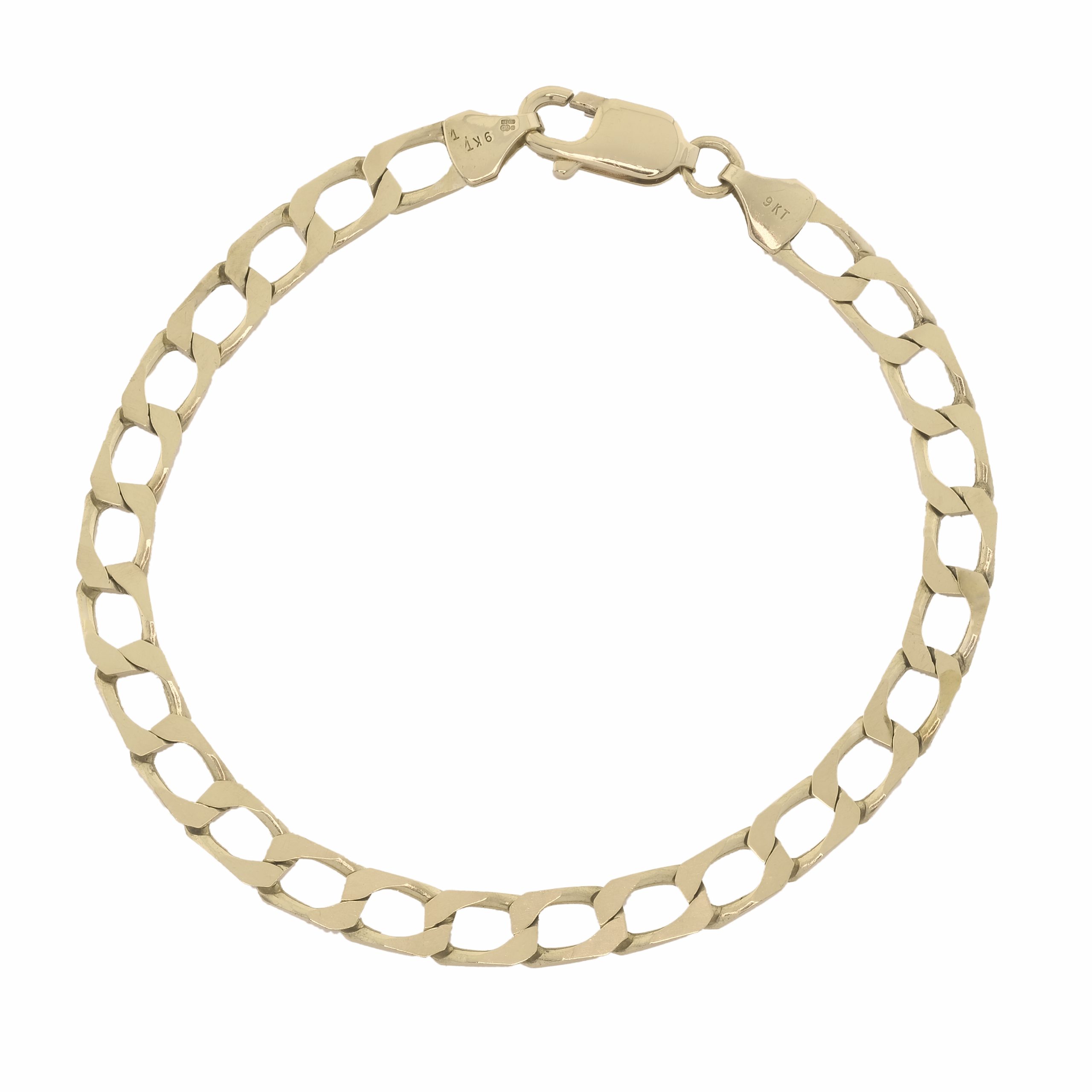 9ct Yellow Gold Curb Bracelet 8.25" 7.7mm