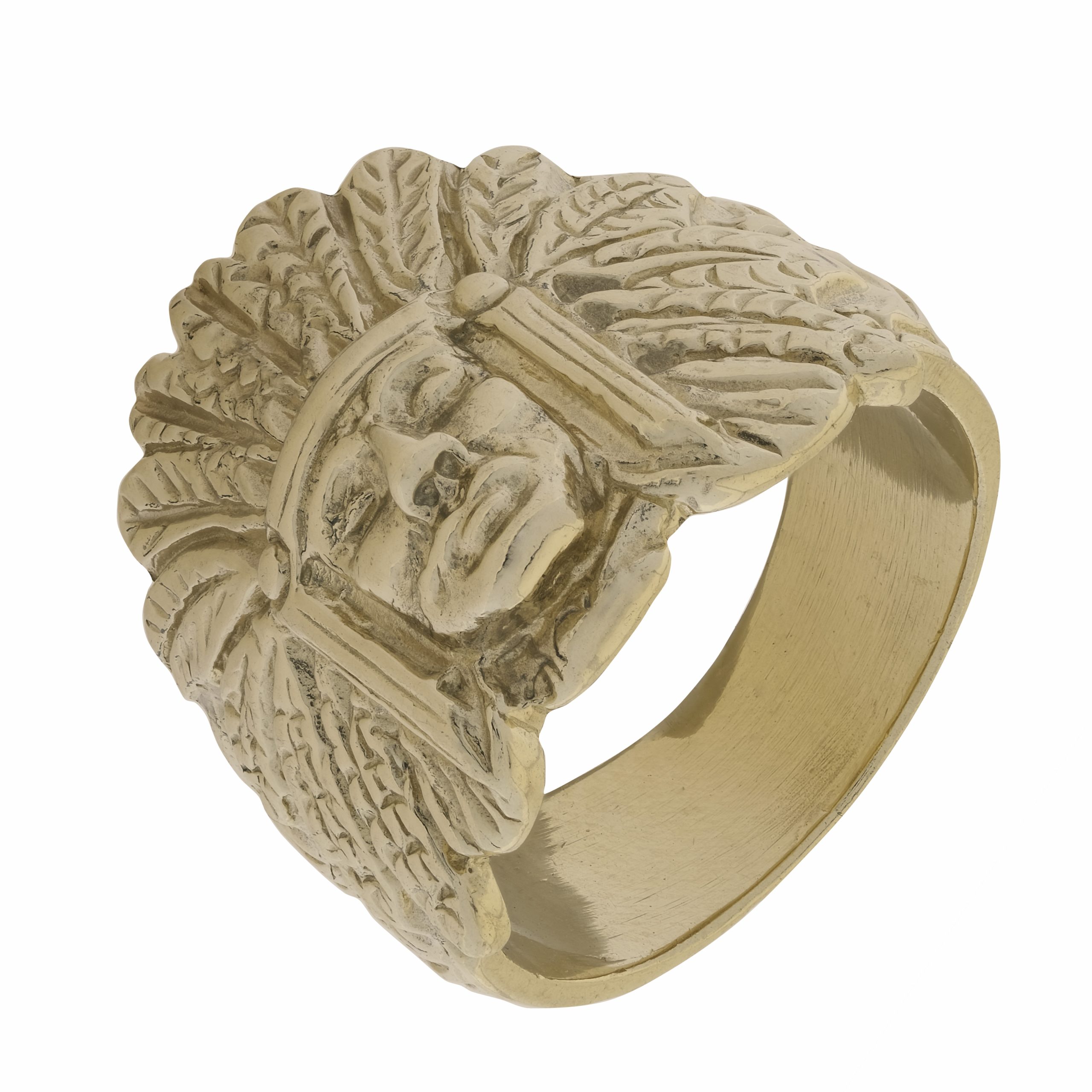 9ct Yellow Gold Native Indian Head Ring - Z