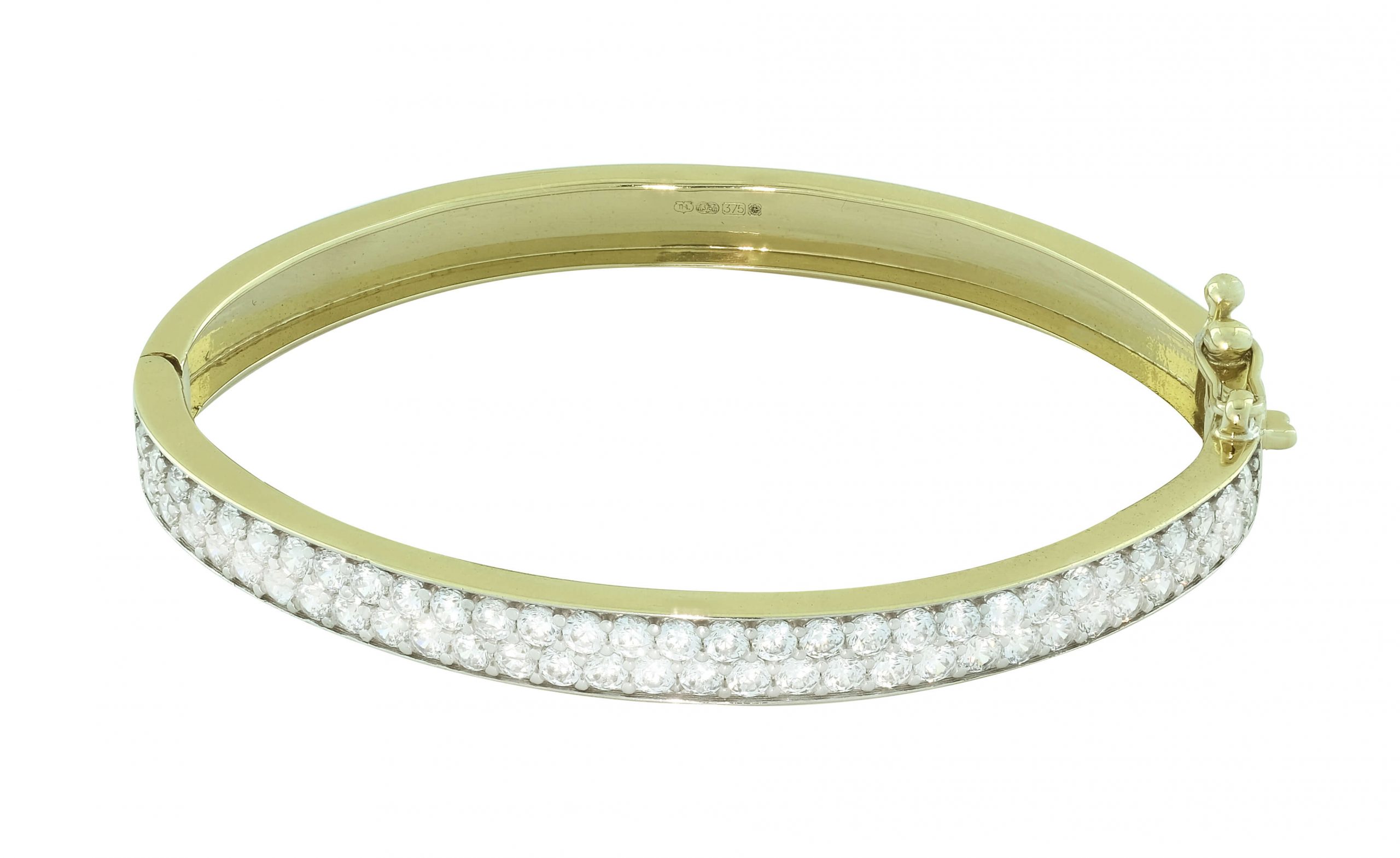 9ct Yellow Gold Gemstone Children's Hinge Bangle