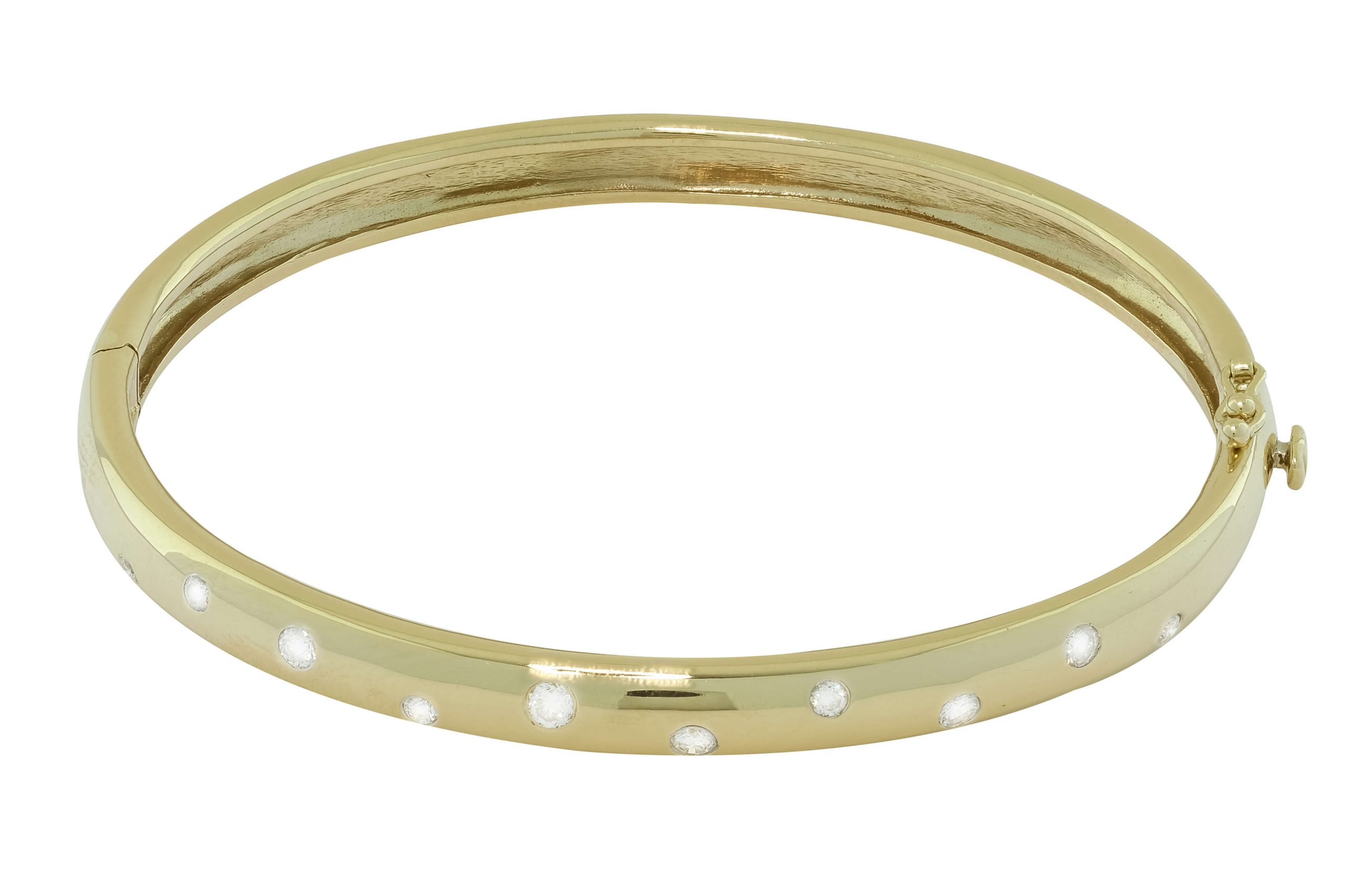 14ct Yellow Gold Diamond Hinge Bangle