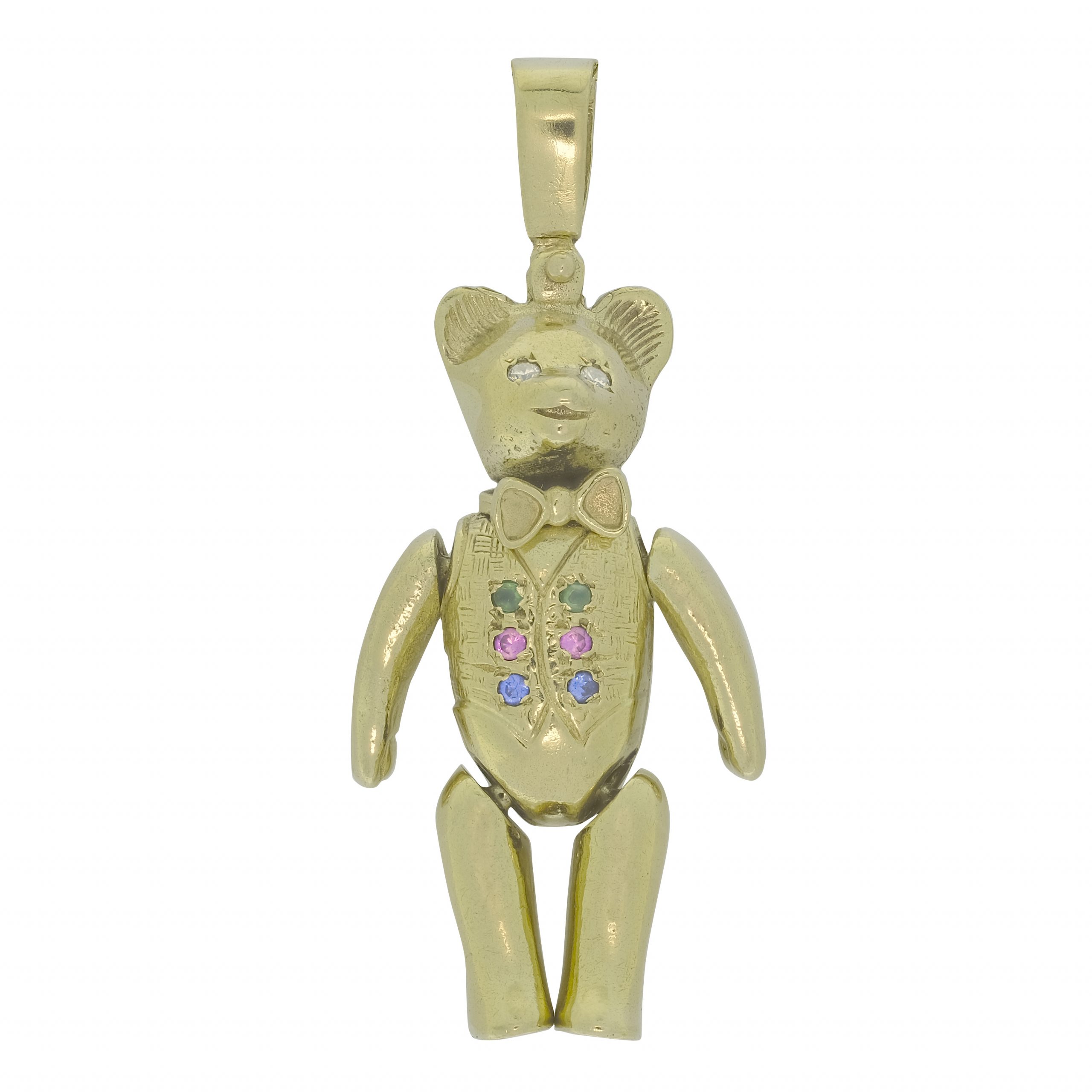 9ct Yellow Gold Gemstone Teddy Bear Pendant