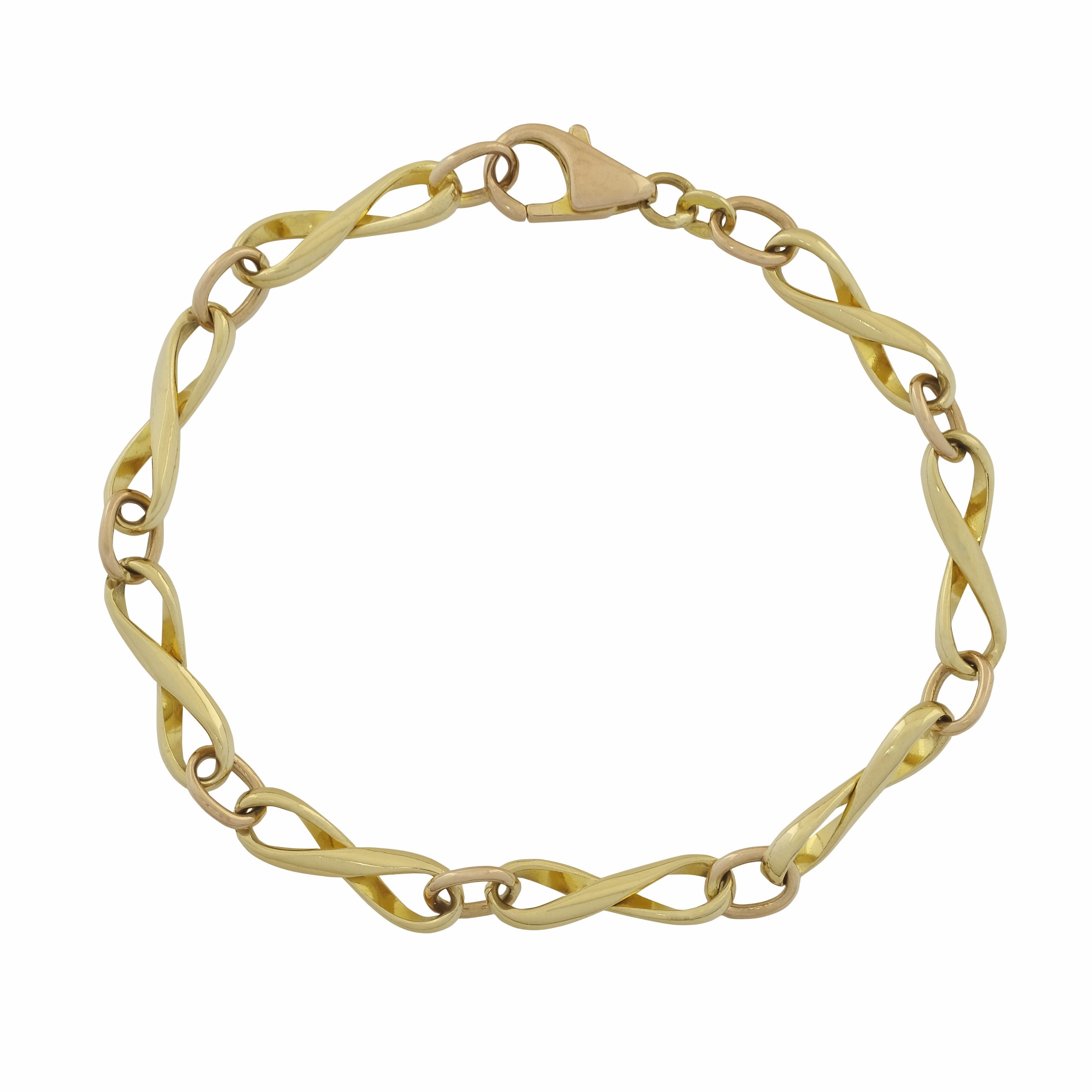 9ct Yellow Gold Infinity Link Bracelet 7.5″ 5mm