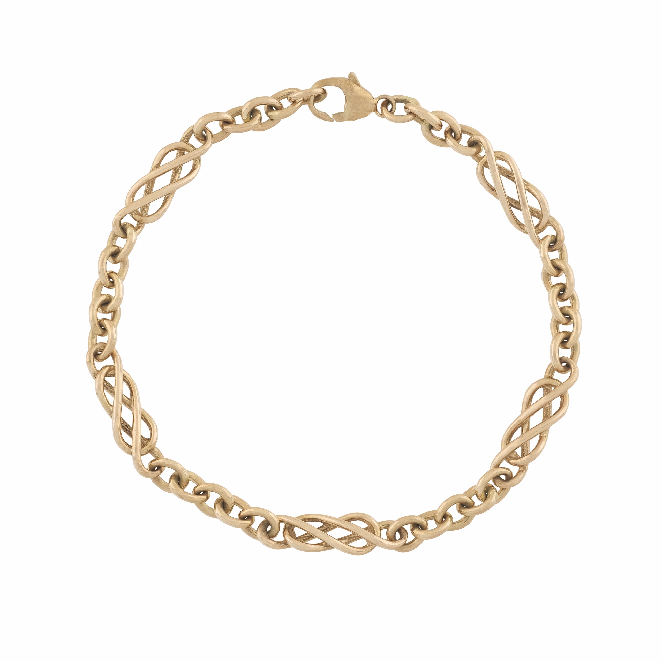 9ct Yellow Gold Infinity Link Bracelet 7.5" 5mm