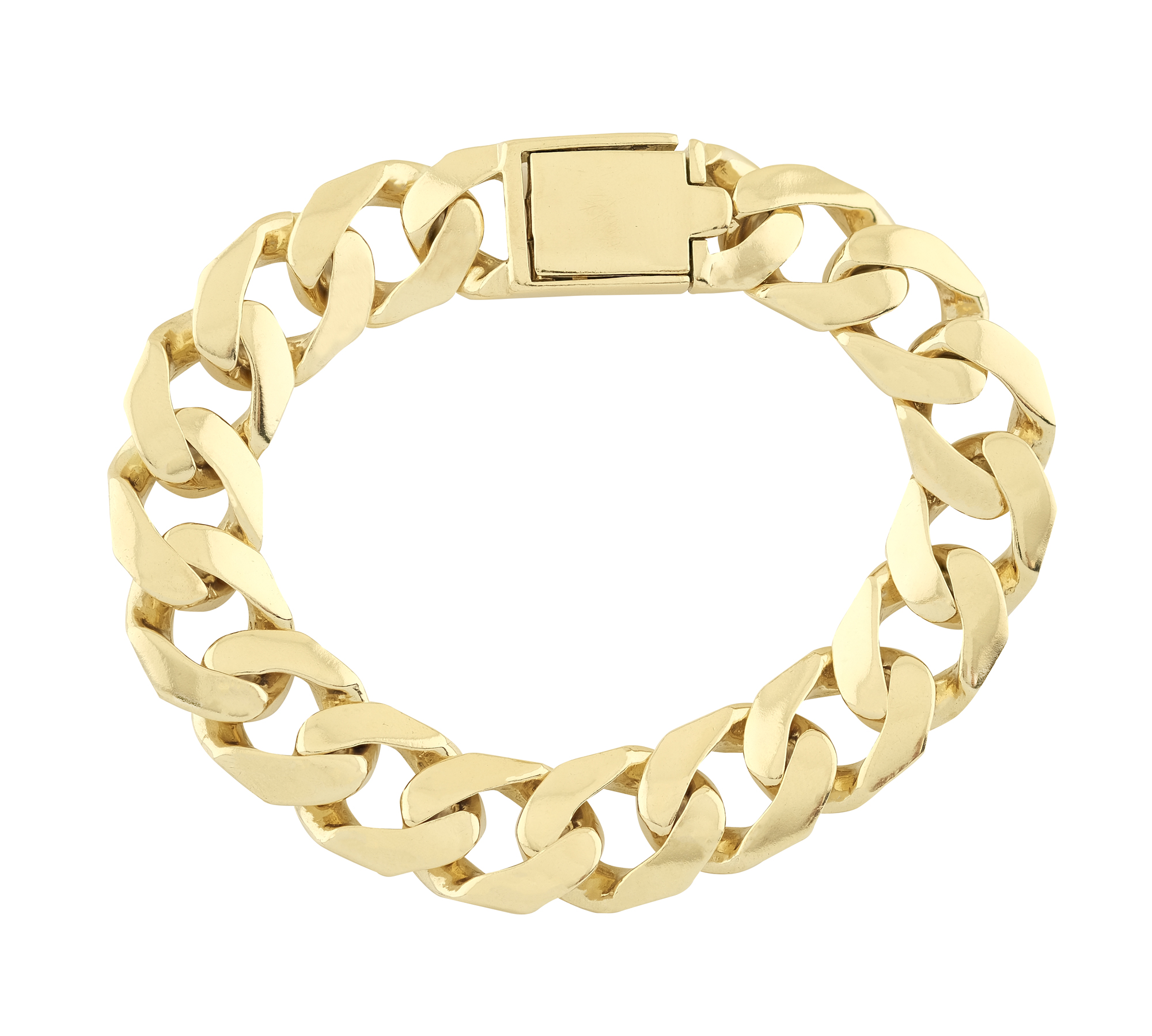 9ct Yellow Gold Curb Bracelet 9" 15mm