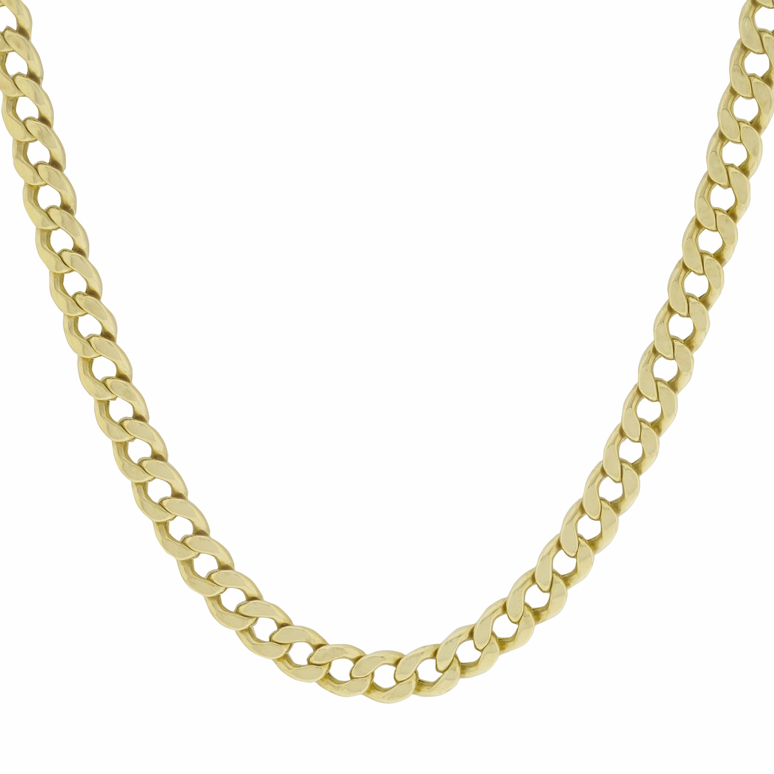 9ct Yellow Gold Hollow Curb Chain 22.5" 7.5mm