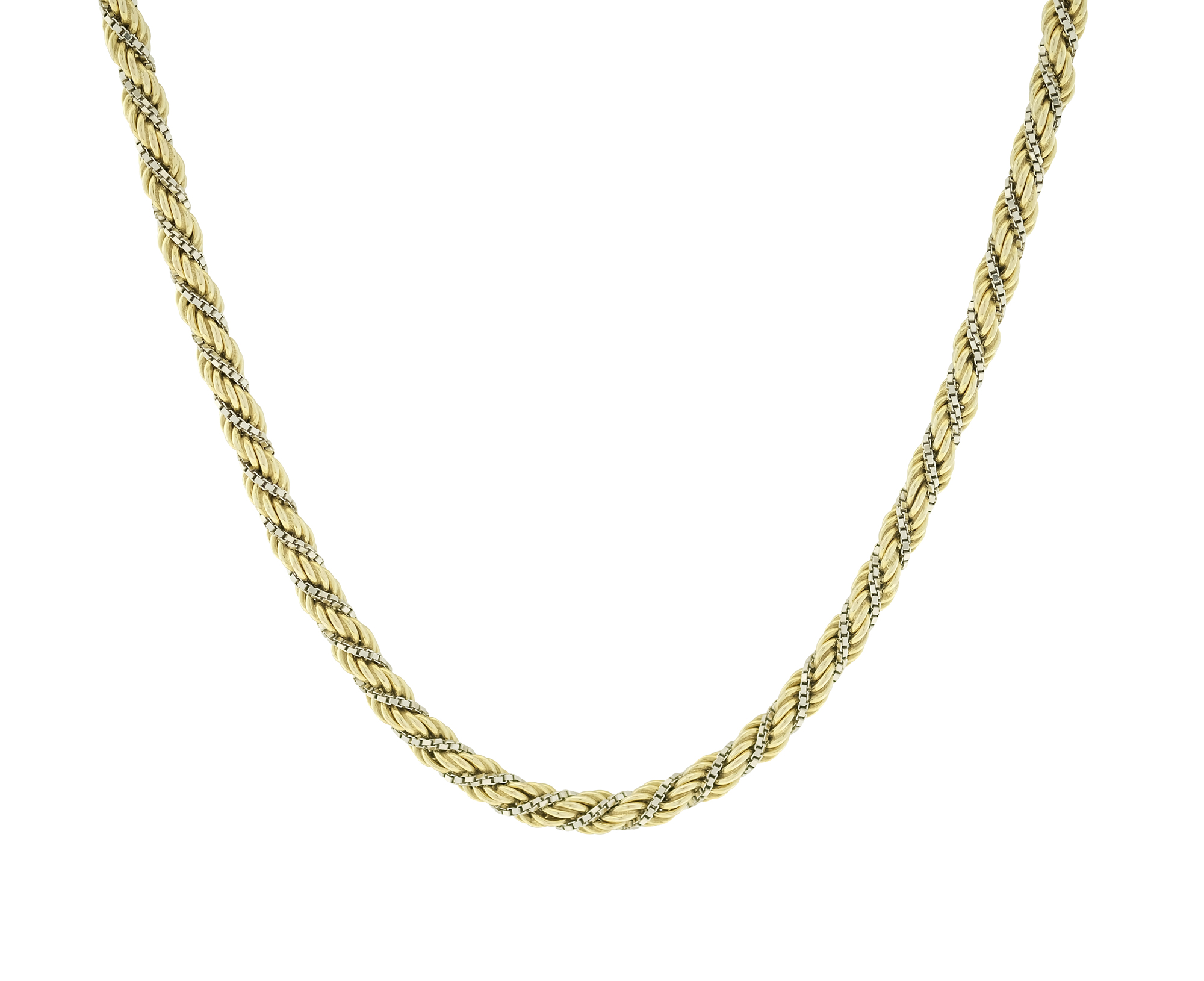 9ct Yellow and White Gold Rope Chain 23.5" 5mm