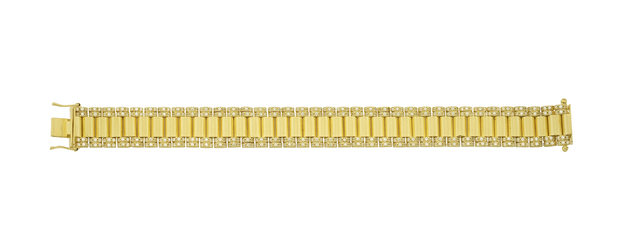 9ct Yellow Gold Rolex Style Gemstone Bracelet 7.5" 16mm