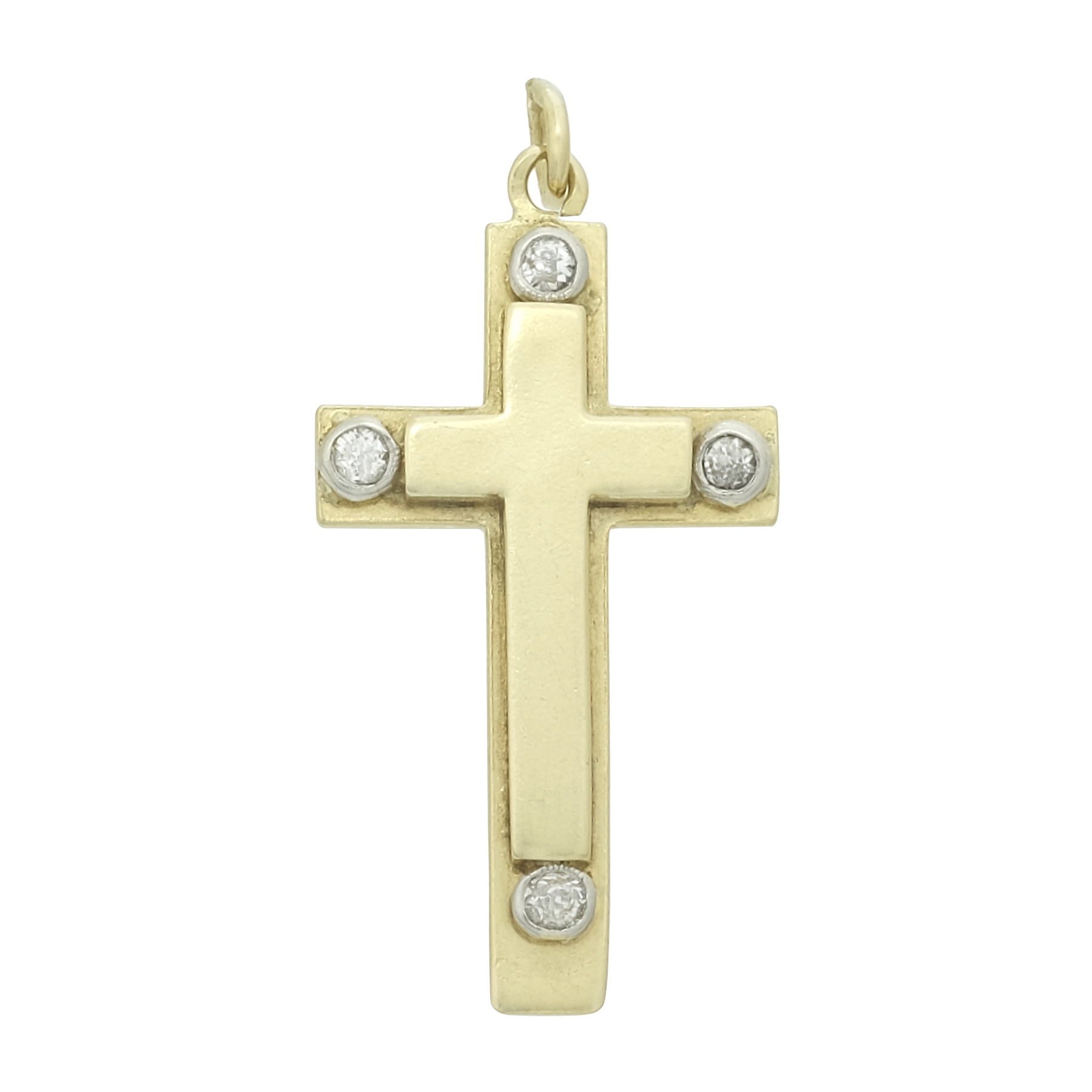 9ct Yellow Gold Diamond Cross Pendant - Britannia Jewellery
