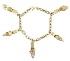 9ct Yellow Gold Gemstone Shoe Charm Bracelet 7.5&#8243; 4.5mm