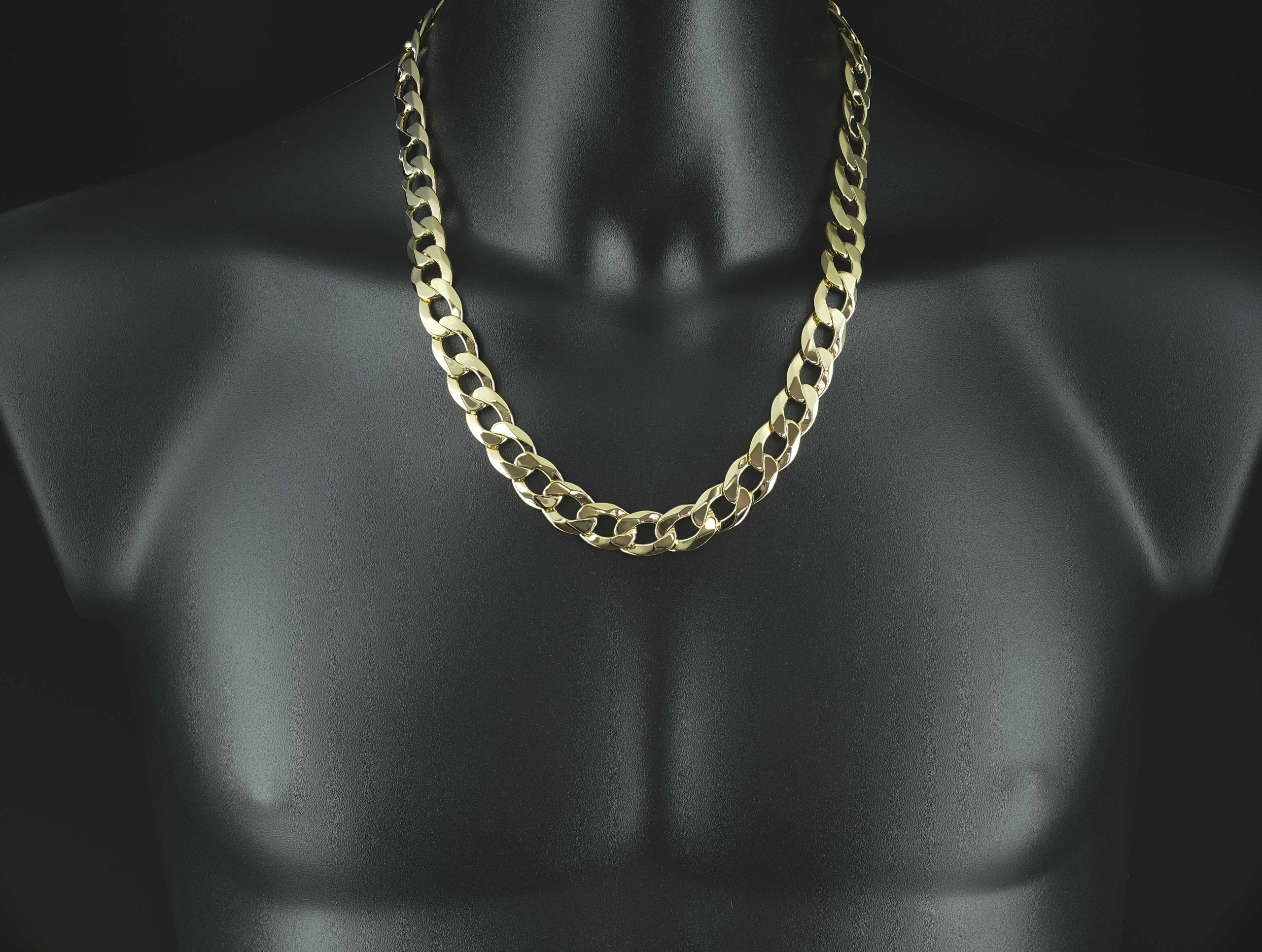 9ct Yellow Gold Curb Chain 22.5" 14mm - Image 4