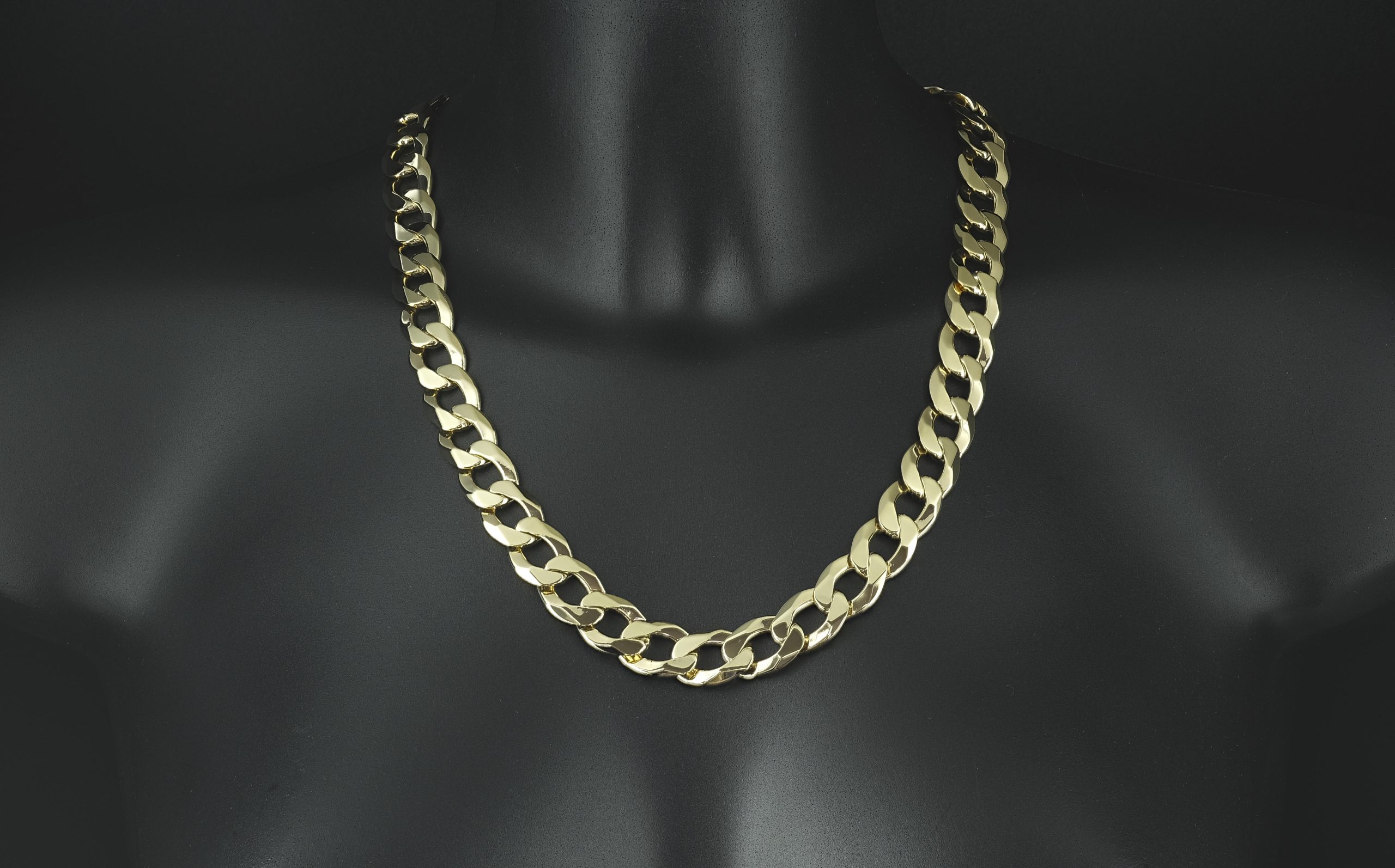 9ct Yellow Gold Curb Chain 22.5" 14mm - Image 3