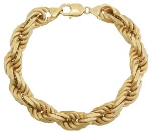 9ct Rose Gold Diamond Cut Rope Bracelet 8.5&#8243; 10mm