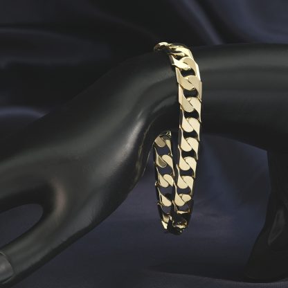 9ct Yellow Gold Curb Bracelet 8.5" 10mm - Image 2