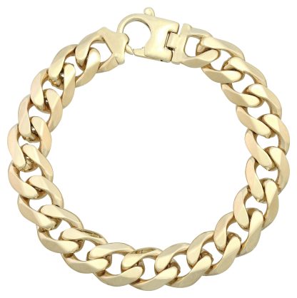 9ct Yellow Gold Curb Bracelet 9″ 13mm