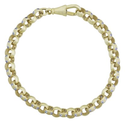 9ct Yellow Gold Gemstone Belcher Bracelet 7″ 5.5mm