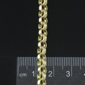 9ct Yellow Gold Gemstone Belcher Bracelet 8″ 6mm